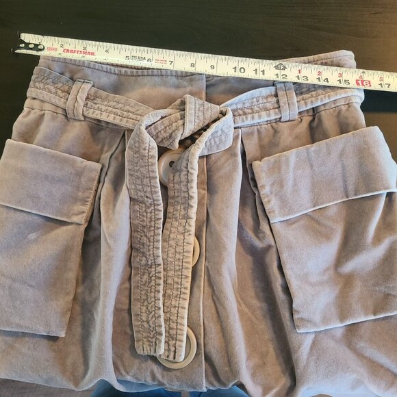 Anthropologie Elevensies Velvet Mini Skirt Oversized Buttons Pockets Cotton 10 - Picture 4 of 7